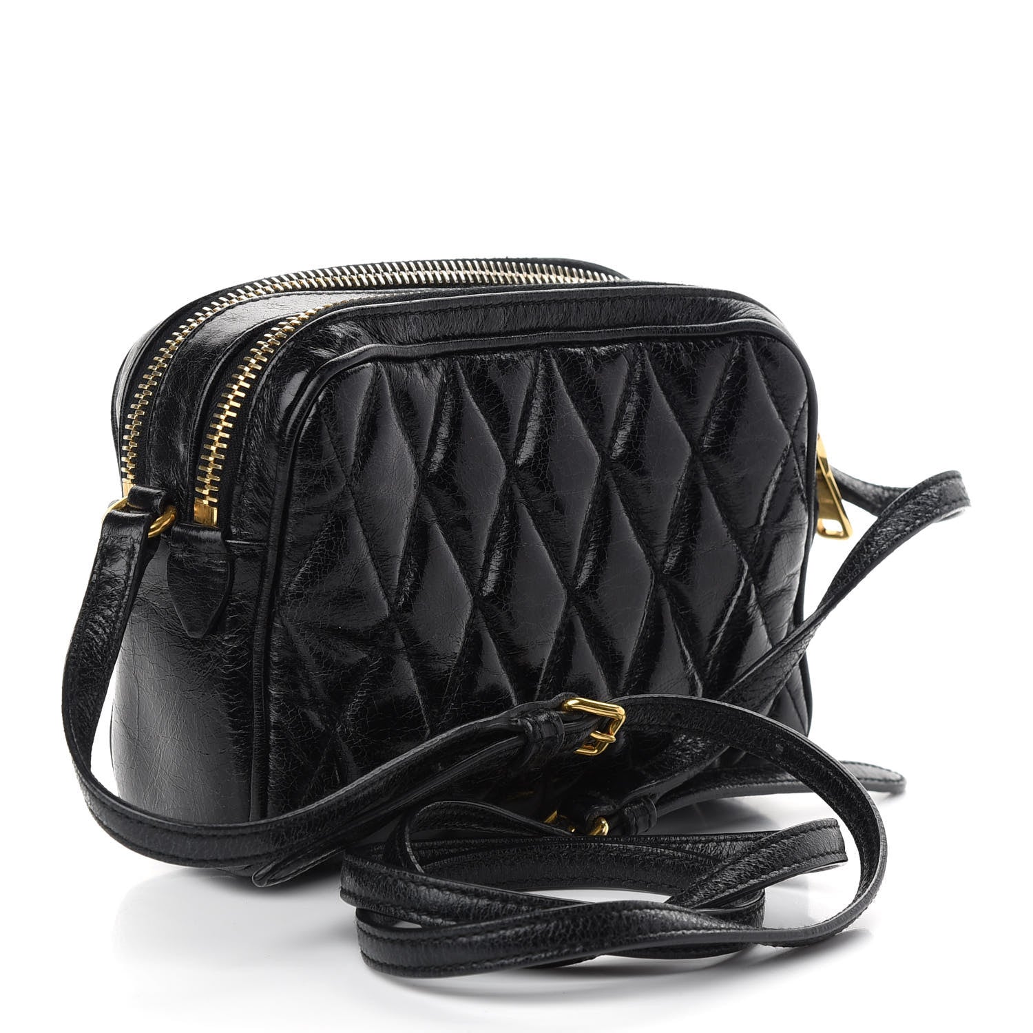 Miu Miu Vitello Shine Quilted Camera Bag Black 3 of 10
