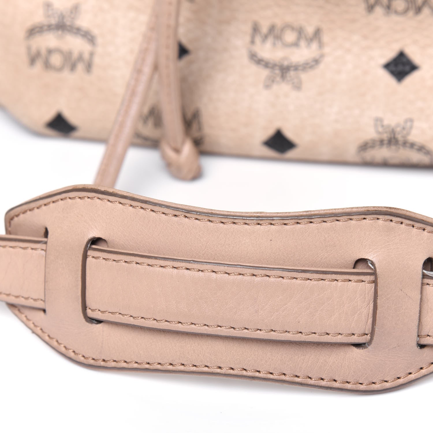 MCM Visetos Essential Drawstring Bucket Bag Beige 28 of 29