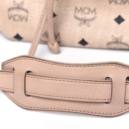 MCM Visetos Essential Drawstring Bucket Bag Beige 28 of 29