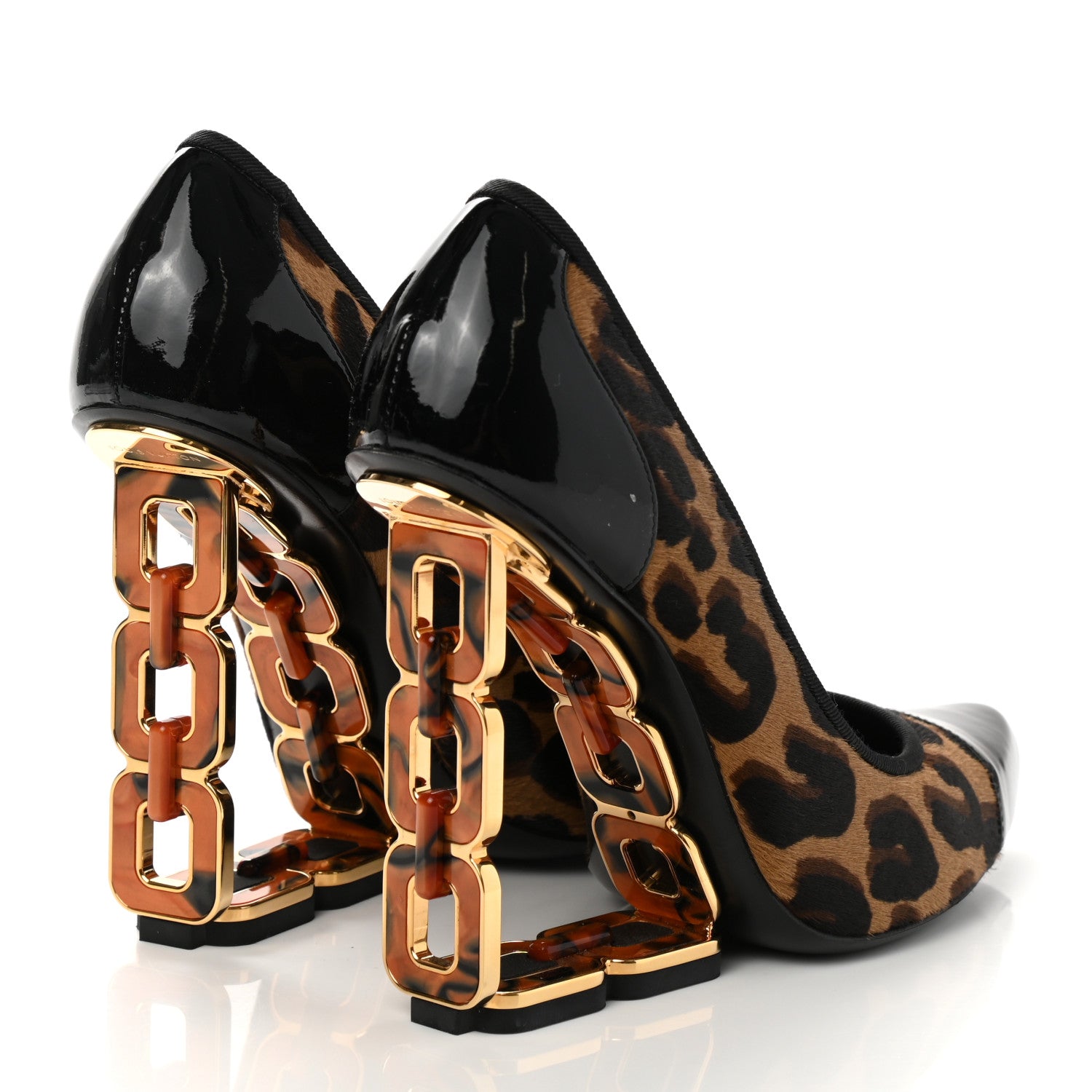 Louis Vuitton Calfskin Patent Pony Hair Pumps 40 Leopard 4 of 9