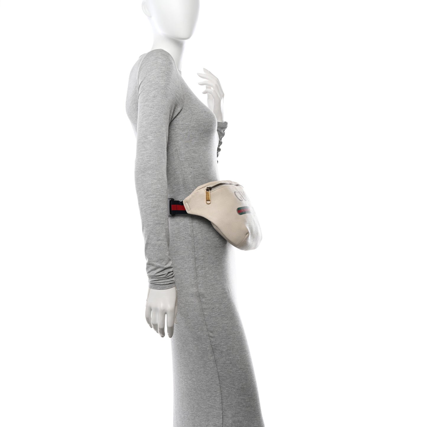 Grained Calfskin Logo Belt Bag White