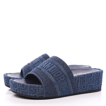 Christian Dior Oblique Denim D-Way Platform Sandal 36 Blue 3 of 9