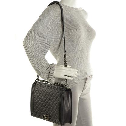 Chanel Lambskin Quilted Large Boy Flap Dark Grey 2 of 16