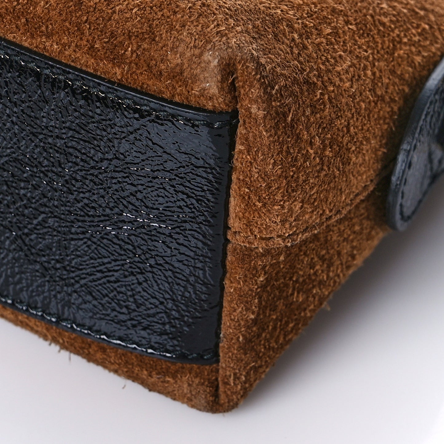 Suede Patent Web Small Ophidia Dome Shoulder Bag Nocciola Black