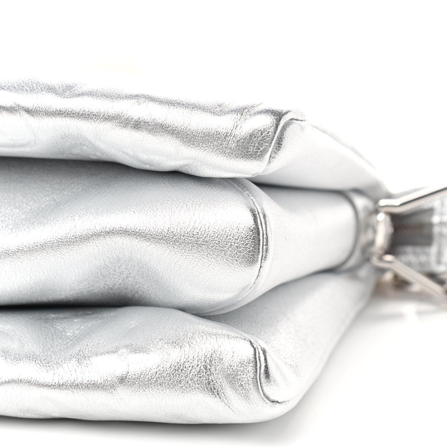 Metallic Lambskin Embossed Monogram Coussin PM Silver