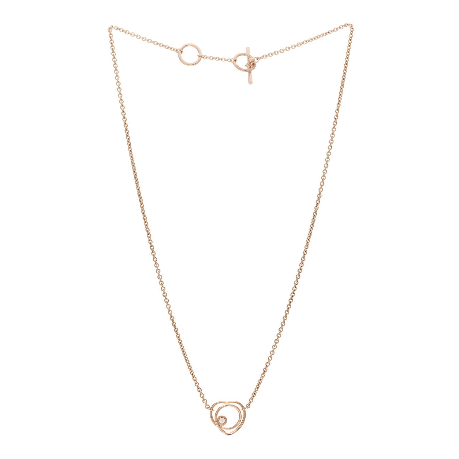 Hermes 18K Rose Gold Diamond TPM Vertige Coeur Necklace SH 3 of 5