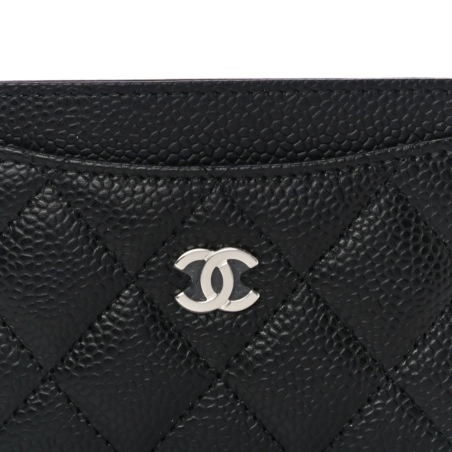 Caviar Quilted Card Holder Black