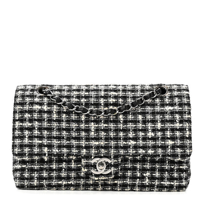 Chanel Tweed Quilted Medium Double Flap Black 1 of 10