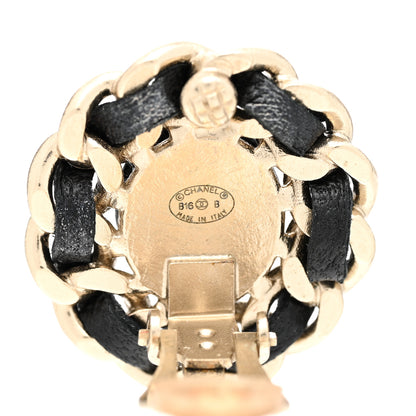 Chanel Lambskin Chain Around CC Clip On Earrings Light Gold Black 4 of 4