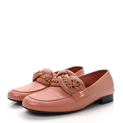 Chanel Lambskin CC Braided Chain Loafers 38.5 Powder Pink 3 of 9