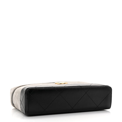 Chanel Suede Calfskin Shiny Lambskin Quilted Top Handle Slim Vanity Case With Chain Grey Black 4 of 13