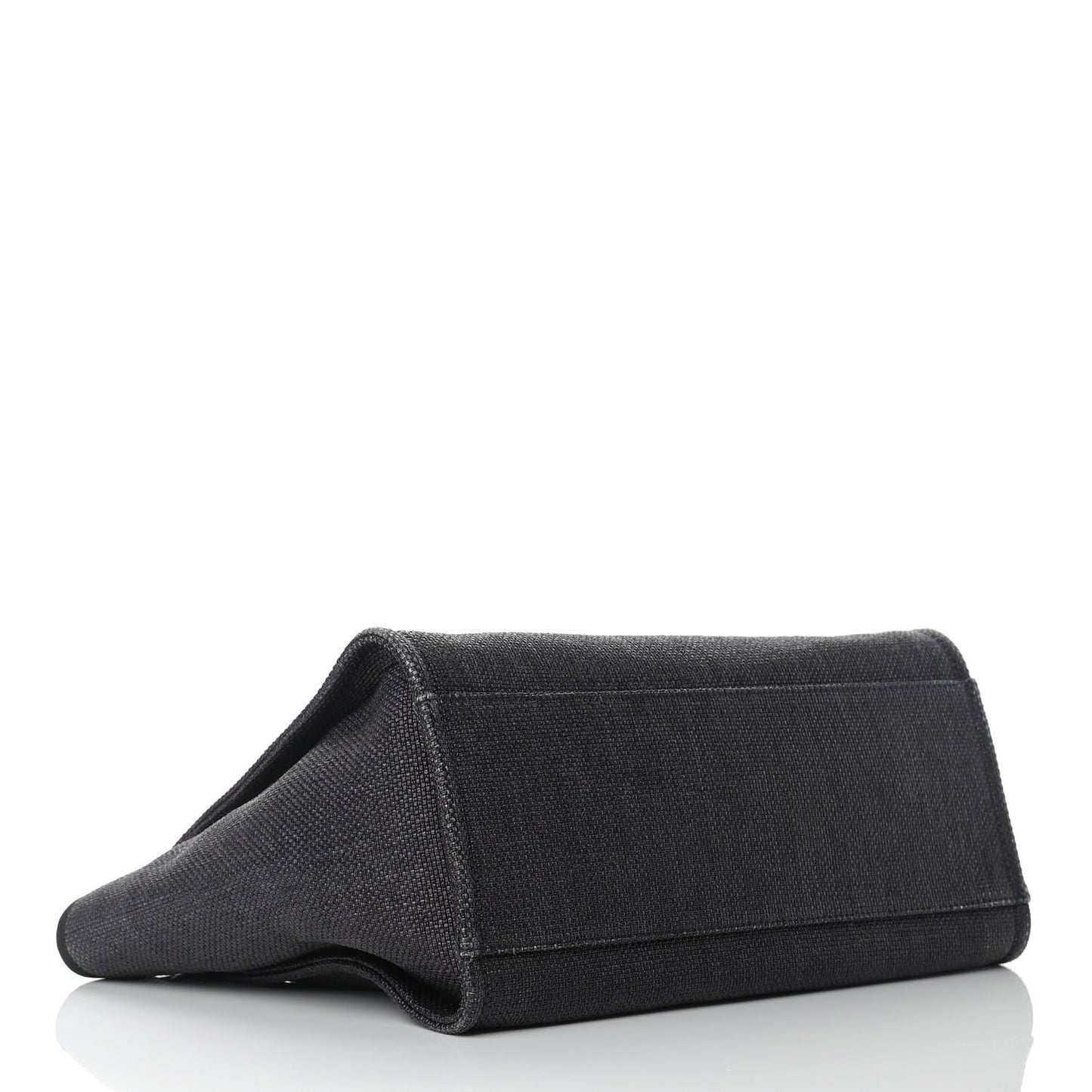 Woven Straw Raffia Medium Deauville Tote Black