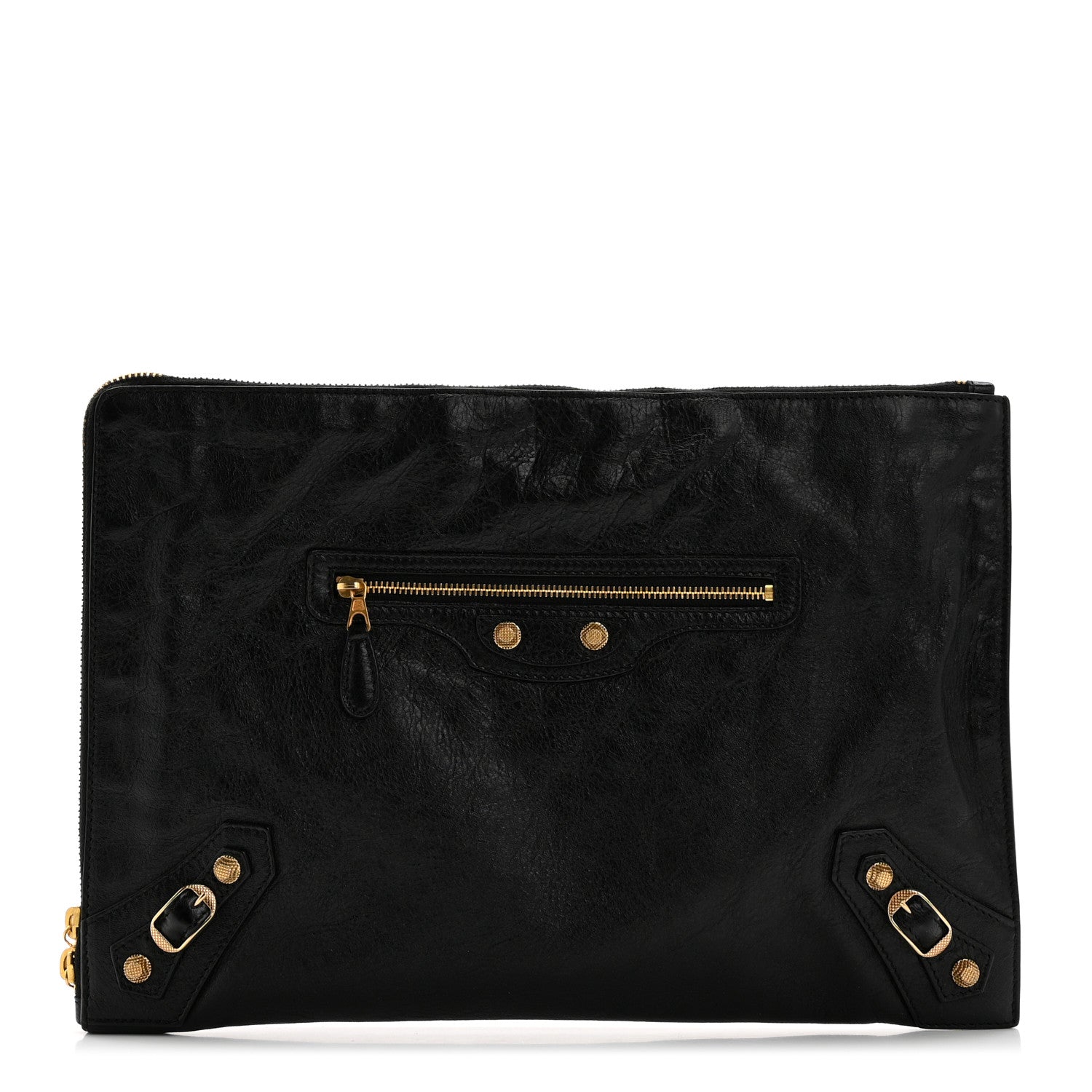 Balenciaga Agneau Giant 12 Gold Hardware Pouch Clutch Black 1 of 8