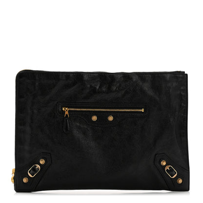 Balenciaga Agneau Giant 12 Gold Hardware Pouch Clutch Black 1 of 8
