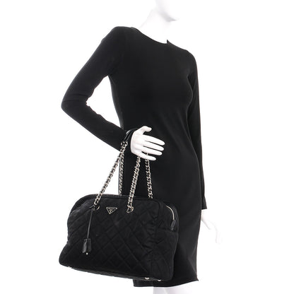 Prada Nylon Tessuto Impuntu Quilted Medium Shoulder Bag Black 2 of 7