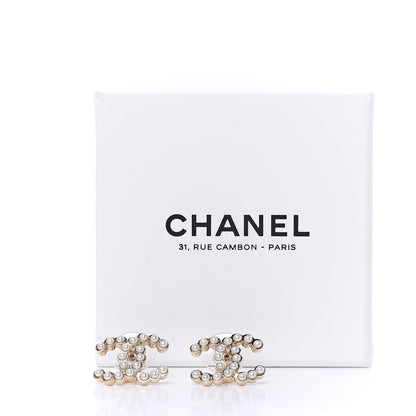 Chanel Pearl CC Earrings Light Gold 5 of 5