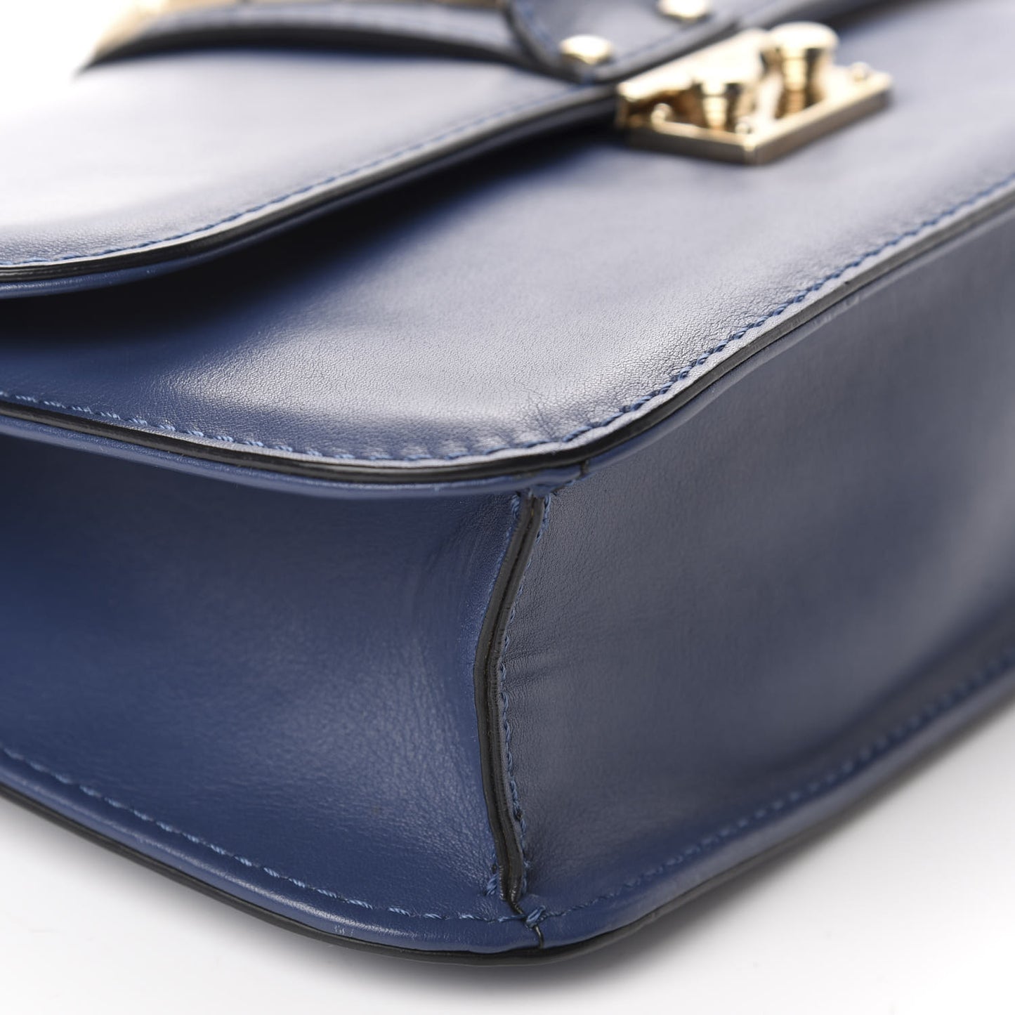 Vitello Medium Glam Lock Rockstud Flap Indigo