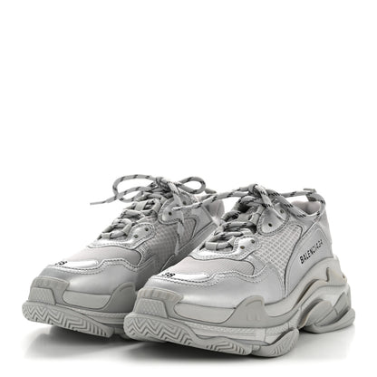 Balenciaga Metallic Fabric Mesh Womens Triple S Sneakers 38 Silver 4 of 8