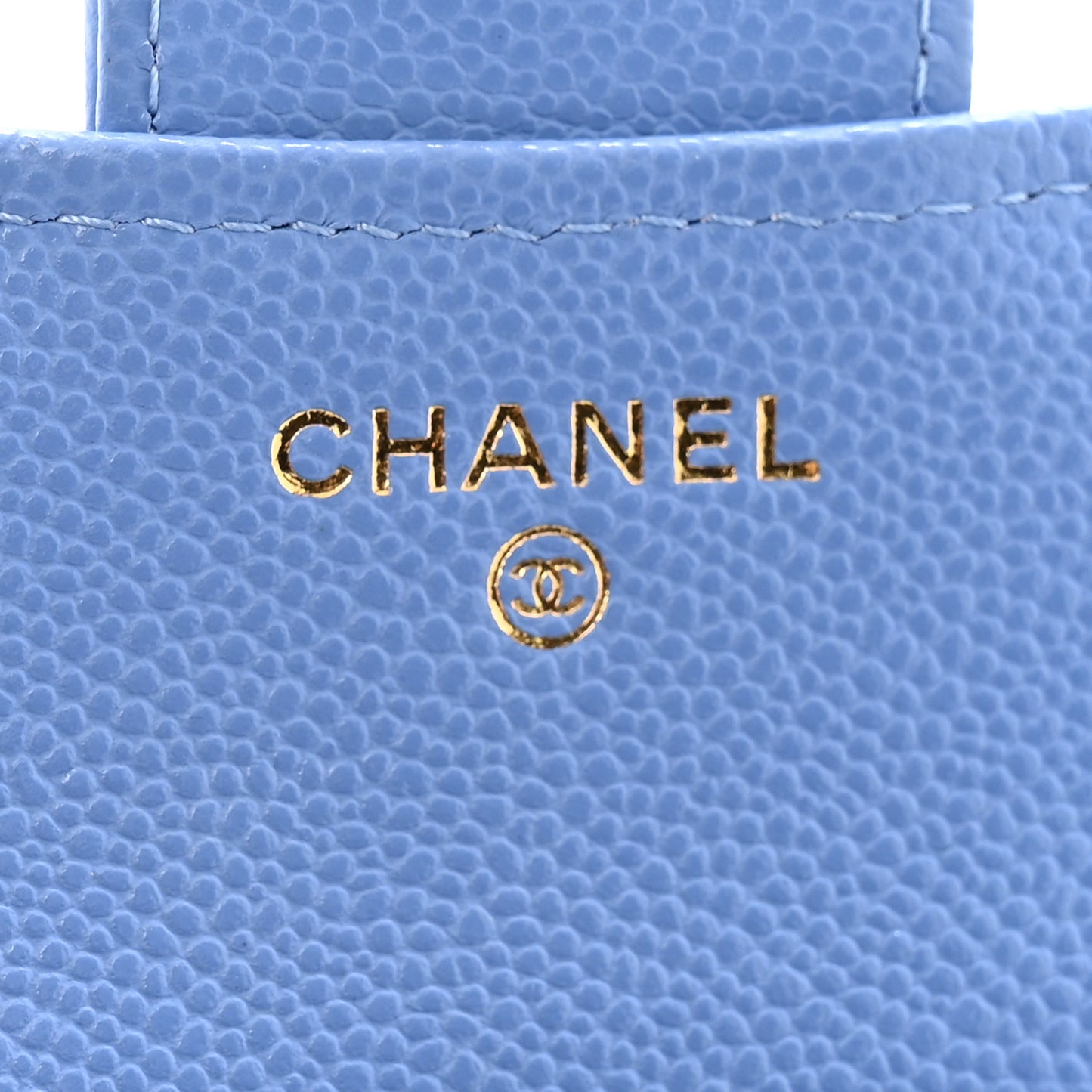 Caviar Quilted Compact Flap Wallet Blue