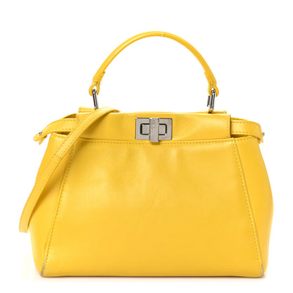 Fendi Nappa Mini Peekaboo Iconic Satchel Limone 1 of 12