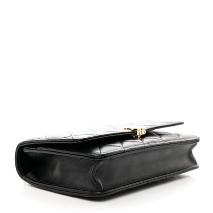 Chanel Lambskin Quilted Top Handle Wallet On Chain WOC Black 4 of 11