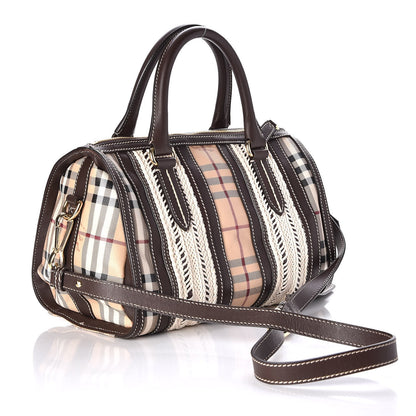 Burberry Haymarket Check Rope Medium Alchester Bowling Bag Chocolate 3 of 7