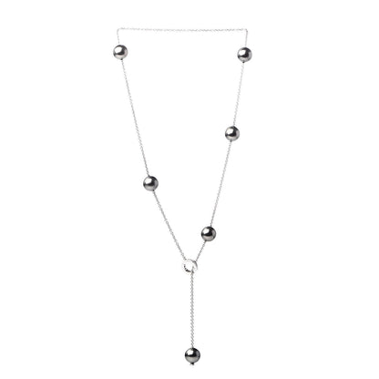 Mikimoto 18K White Gold Diamond Black South Sea Pearl 10mm Pearls In Motion Necklace 3 of 7