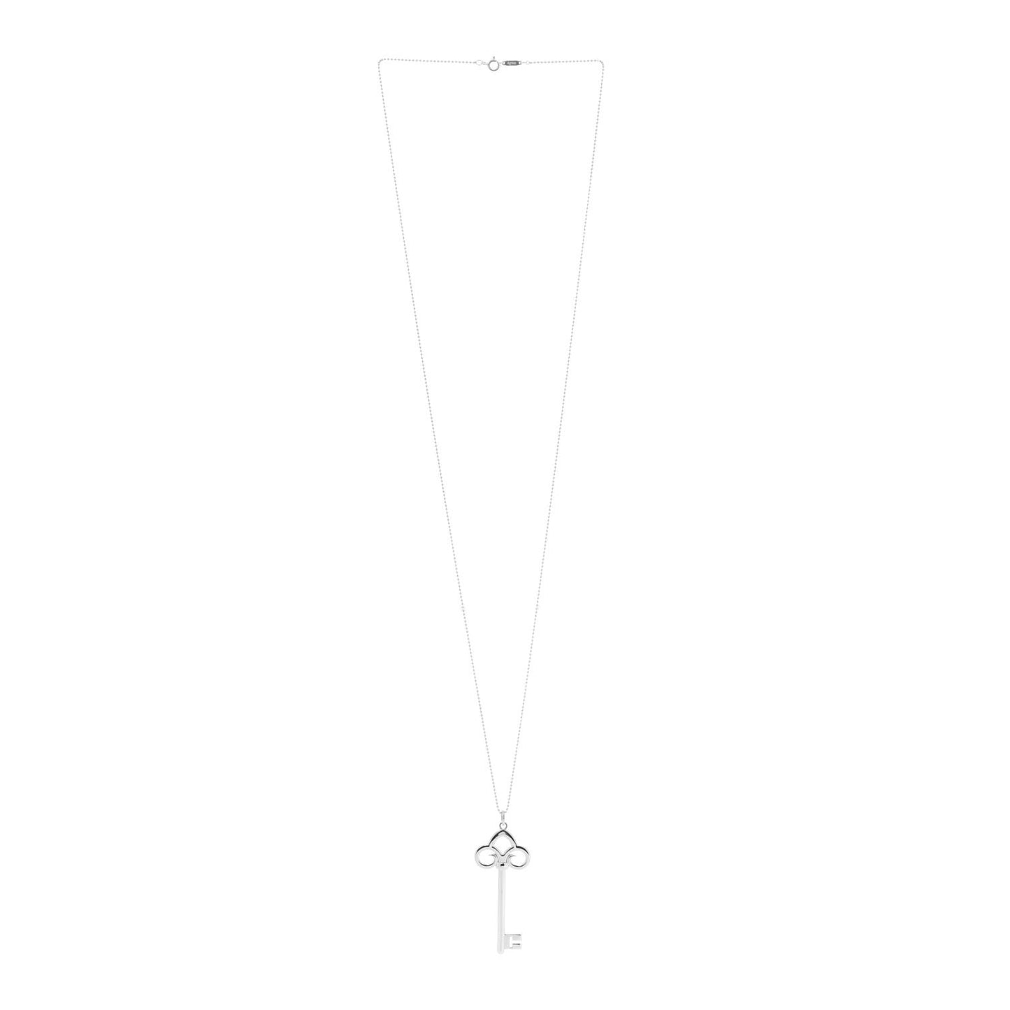 Sterling Silver Key Pendant Bead Chain Necklace