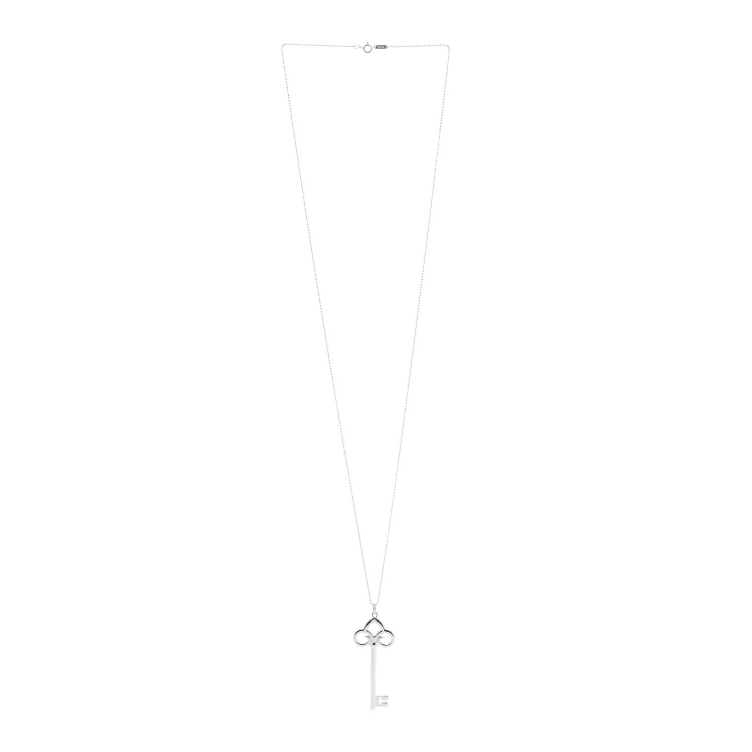 Tiffany Sterling Silver Key Pendant Bead Chain Necklace 3 of 7