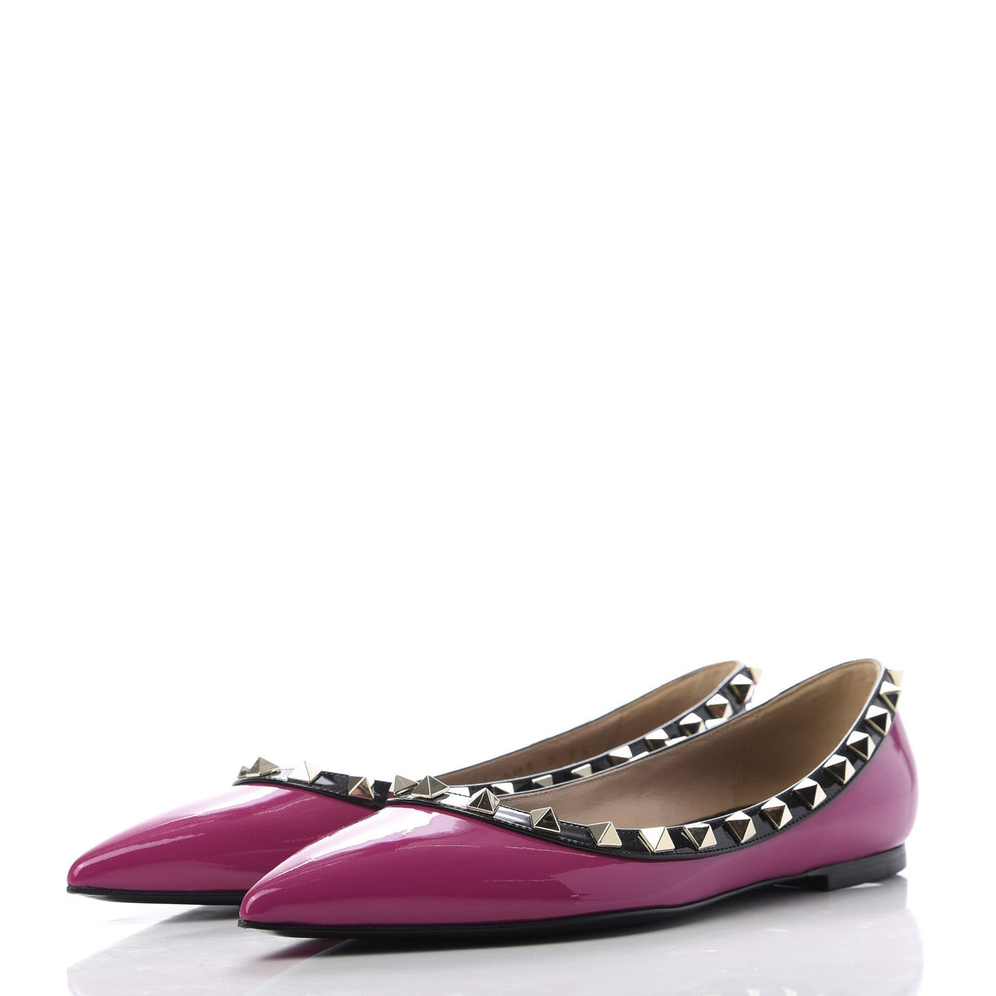 Patent Rockstud Ballerina Flats 35 Fuxia Black