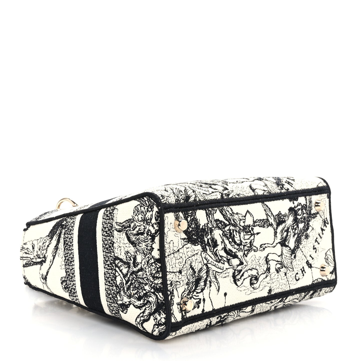 Canvas Embroidered Zodiac Toile De Jouy Medium Lady D-Lite Latte