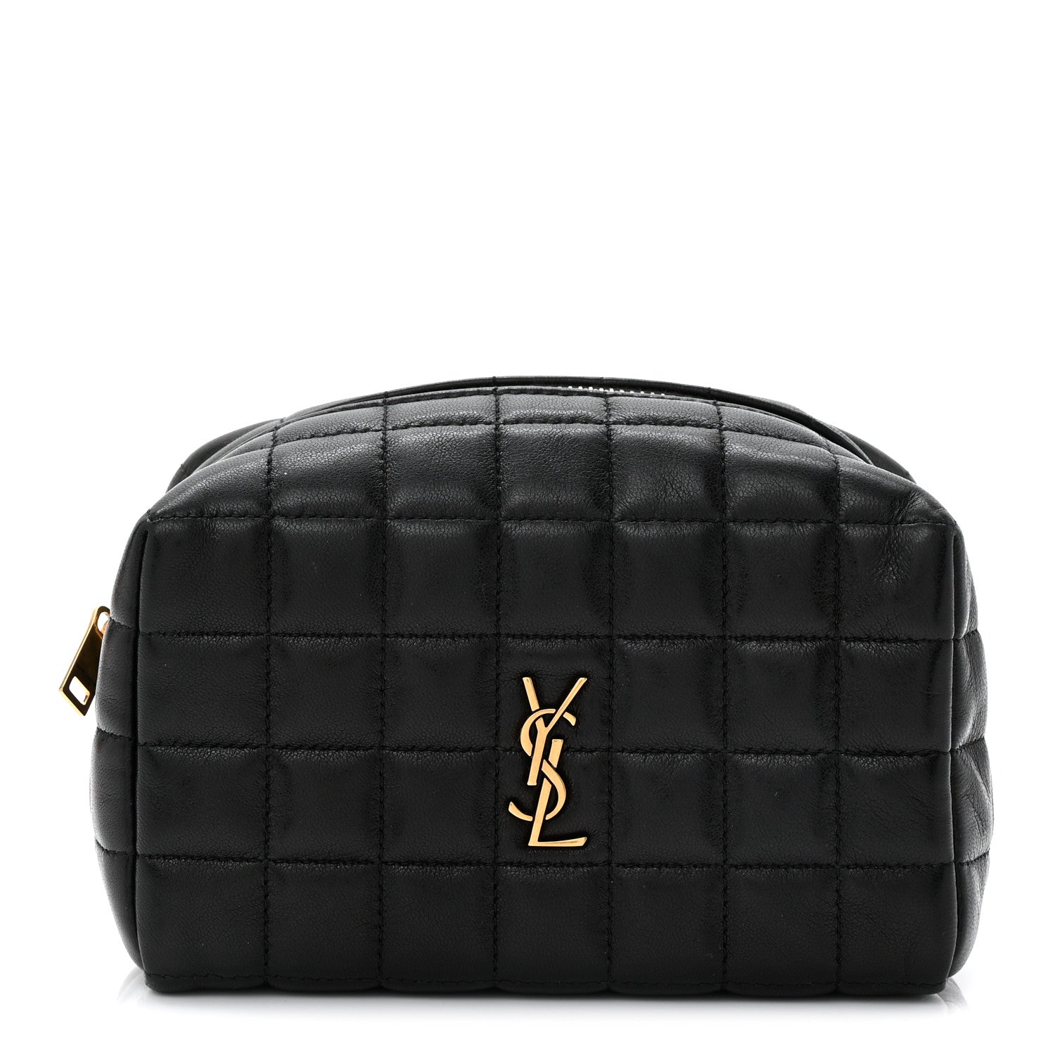 Saint Laurent Lambskin Quilted Cassandre Small Cosmetic Pouch Black 1 of 7