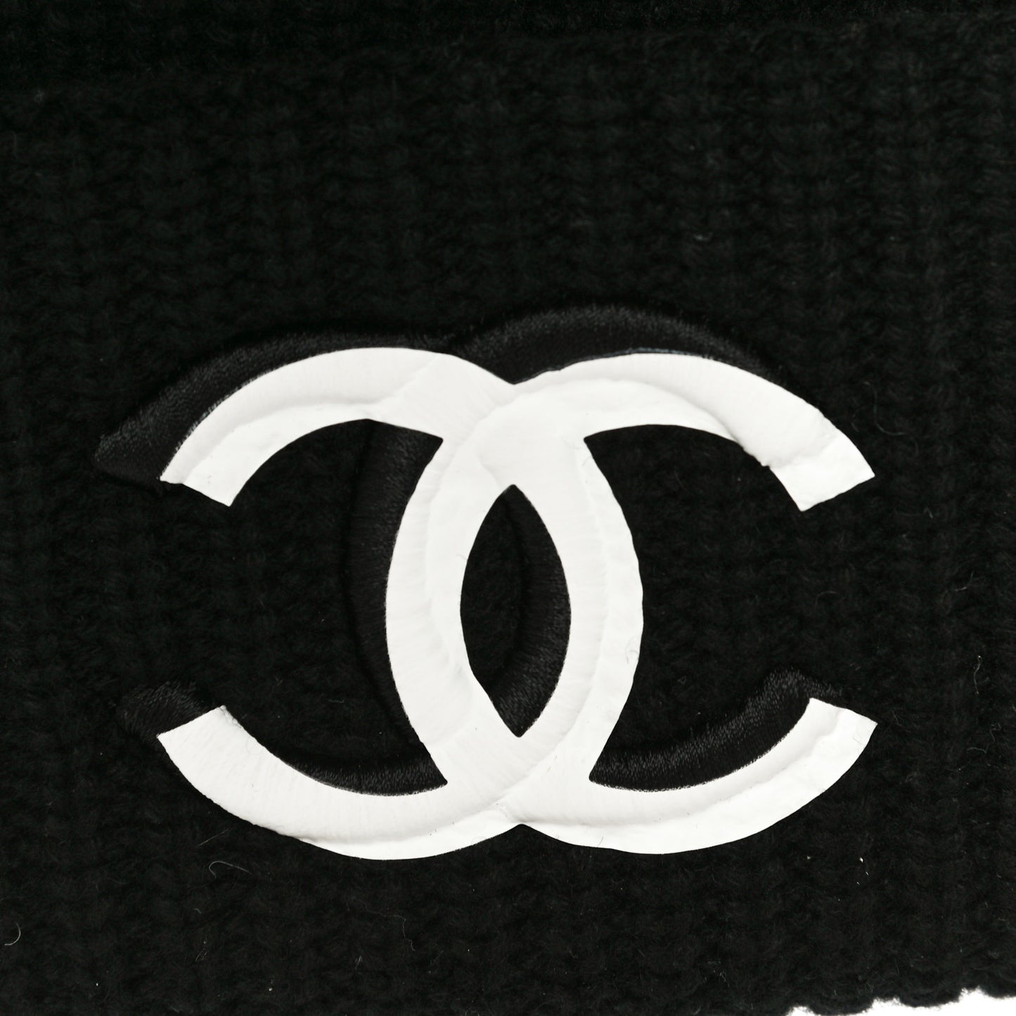 Wool Cashmere CC Beanie Hat Light Black White