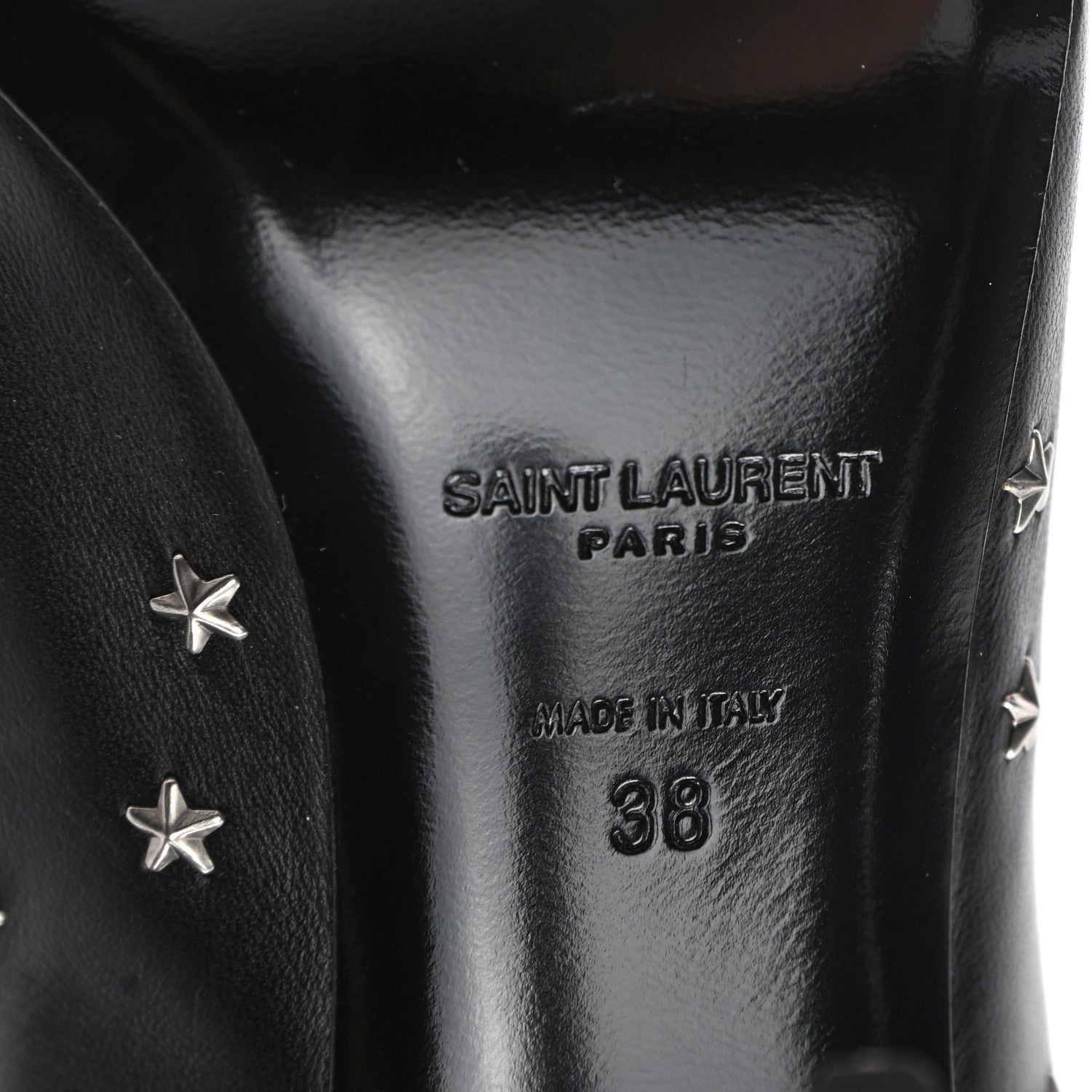 Saint Laurent Calfskin Star Studded Ankle Booties 38 Black 6 of 8