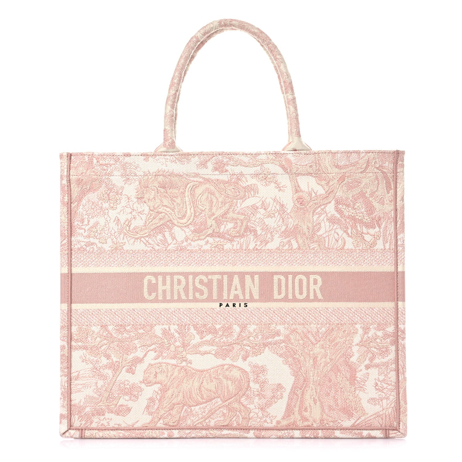 Christian Dior Canvas Toile De Jouy Embroidered Large Book Tote Pink 1 of 9