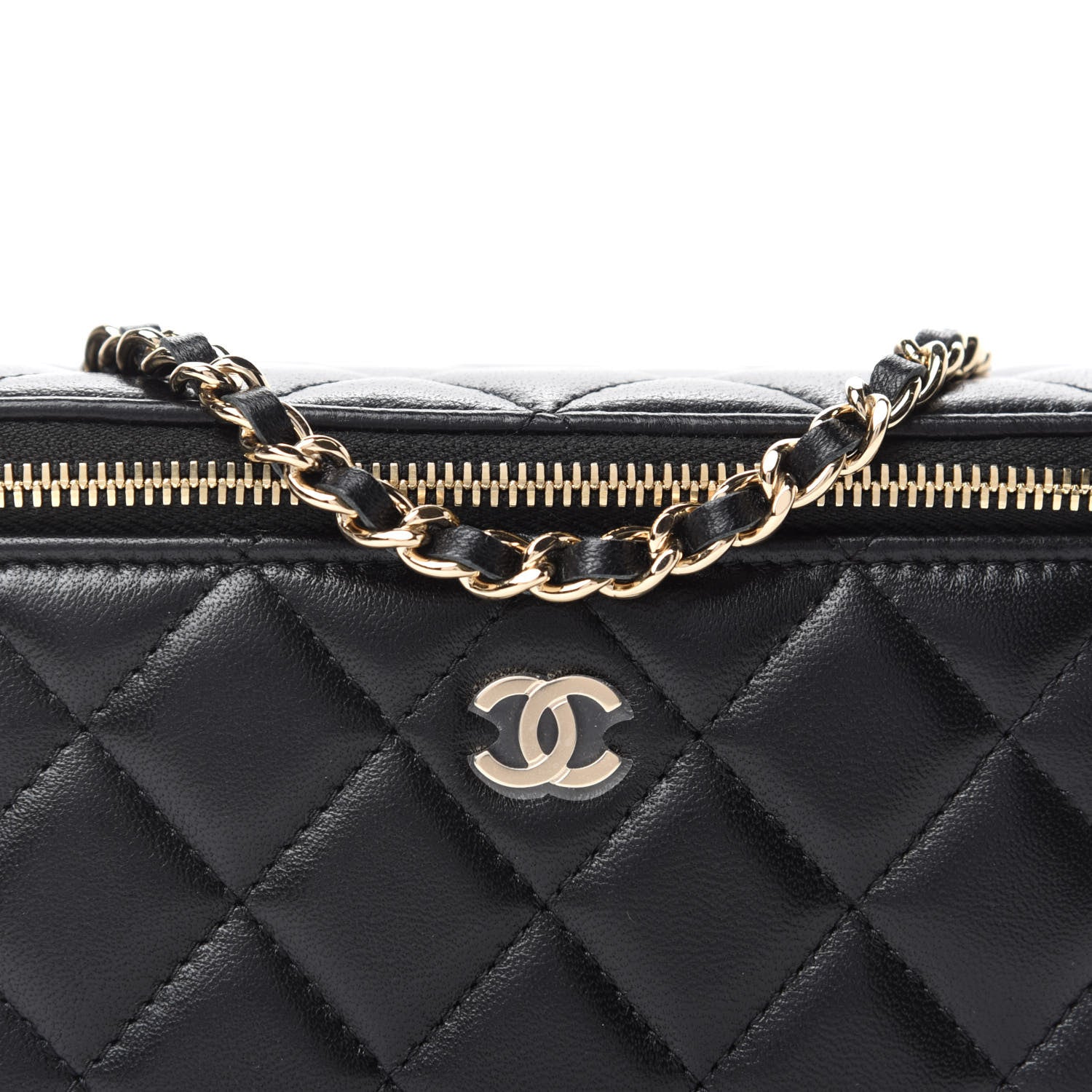 Chanel Lambskin Quilted Small Vanity Case With Chain Black 10 of 10