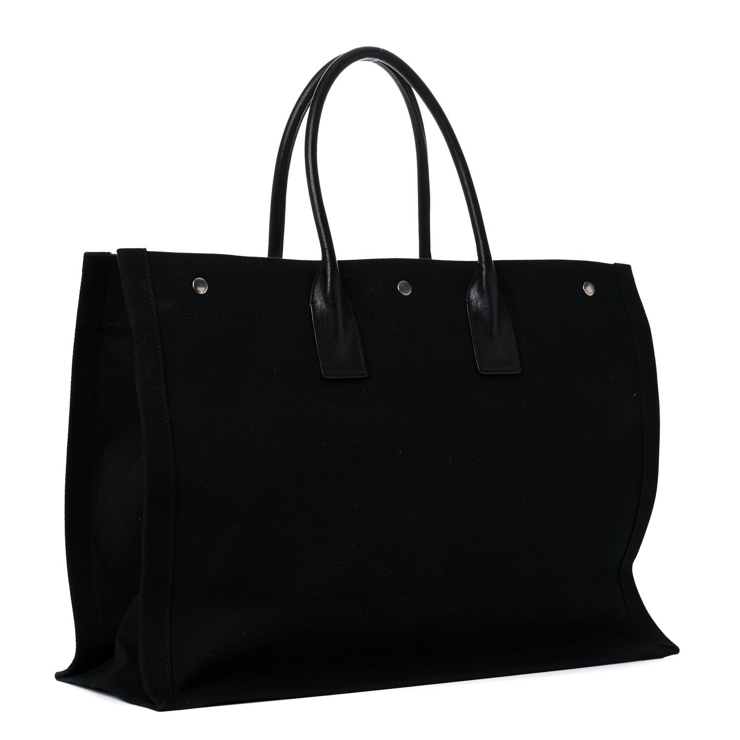 Saint Laurent Linen Calfskin Rive Gauche Tote Black 3 of 14