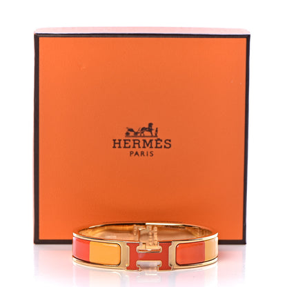 Hermes Enamel Narrow Clic Clac H Bracelet PM Rainbow Orange 6 of 6