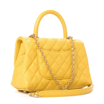 Chanel Caviar Quilted Mini Coco Handle Flap Yellow 2 of 5