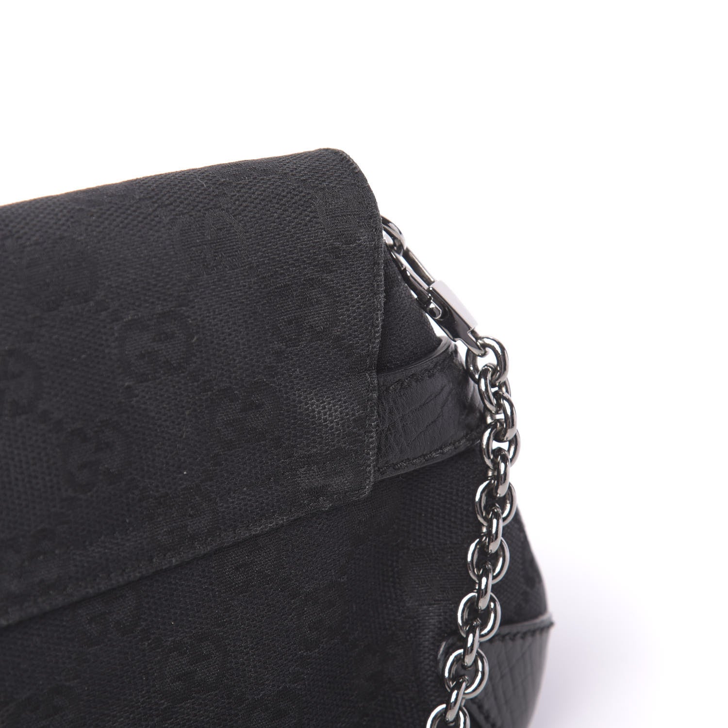 Gucci Monogram Horsebit Chain Clutch Black 11 of 13