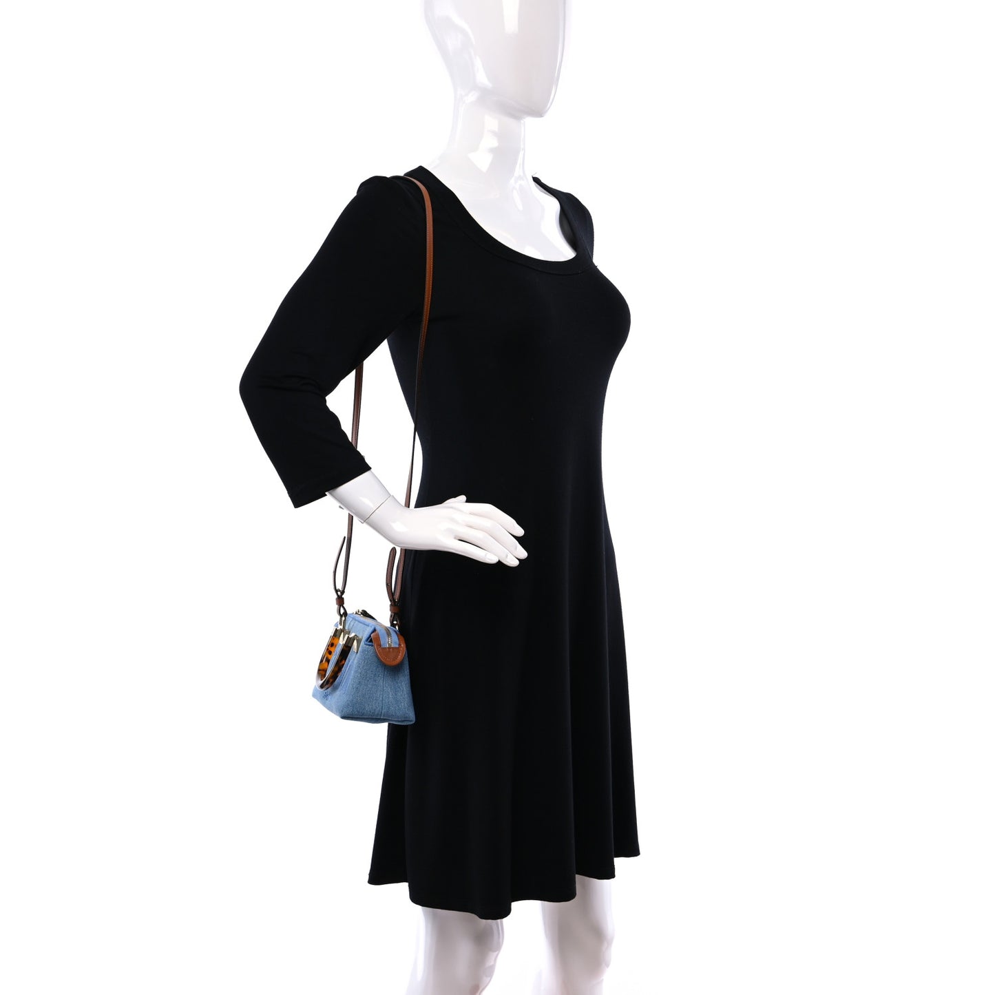 Denim Vitello King Plexiglass Logo Embroidered Mini By The Way Top Handle Boston Bag Denim Cuoio