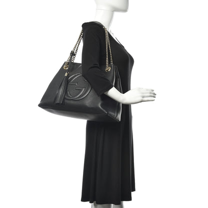 Gucci Pebbled Calfskin Medium Soho Chain Shoulder Bag Black 2 of 13
