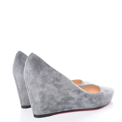Christian Louboutin Veau Velours Melissa Wedges 39 Grey 4 of 11