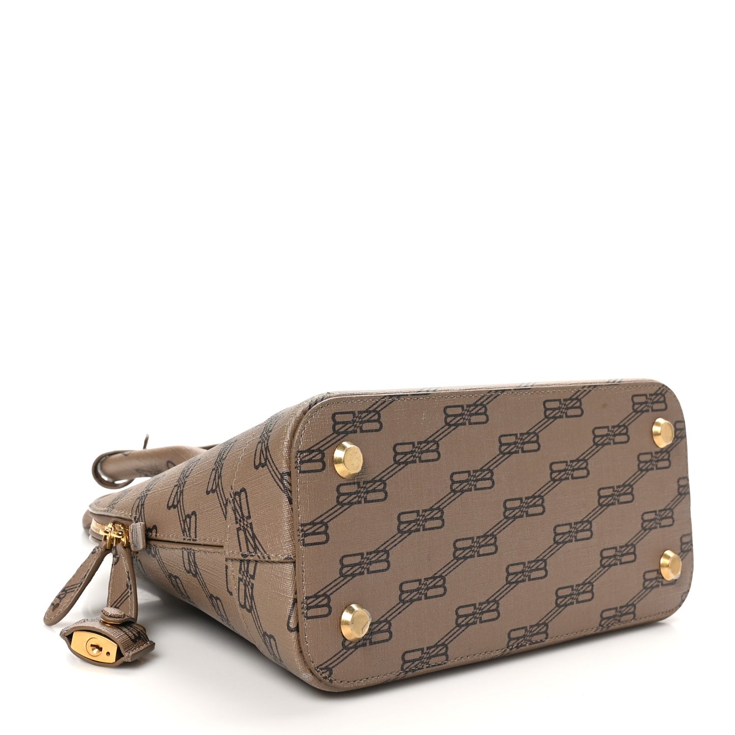 Coated Canvas BB Monogram S Ville Top Handle Bag Beige Brown