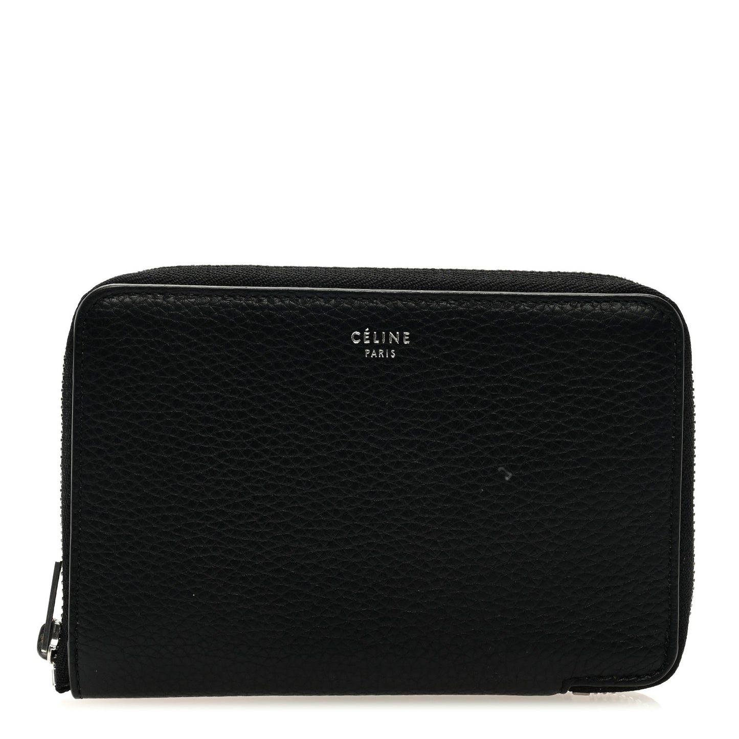 Drummed Calfskin Zip Around Multifunction Wallet Black Citron