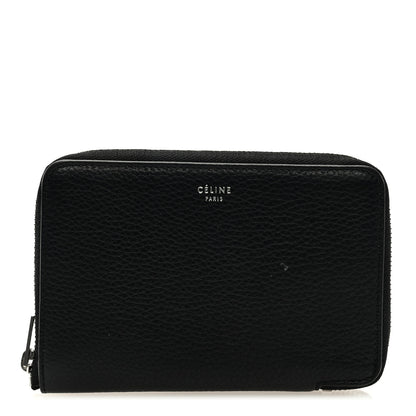Celine Drummed Calfskin Zip Around Multifunction Wallet Black Citron 1 of 6