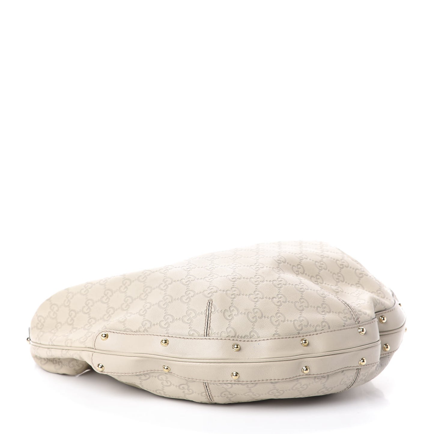Guccissima Large Biba Studded Hobo Off White