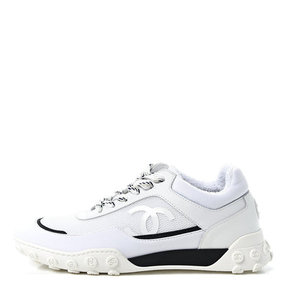 Chanel Calfskin Mesh Lycra Womens Logo Sneakers 38 White 1 of 9