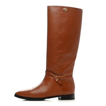Gucci Calfskin Rosie Tall Riding Boots 40 Brown Papaya 1 of 13