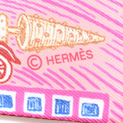 Hermes Silk Super Silk Quest Twilly Rose Vif Bleu Vert Amande 3 of 5